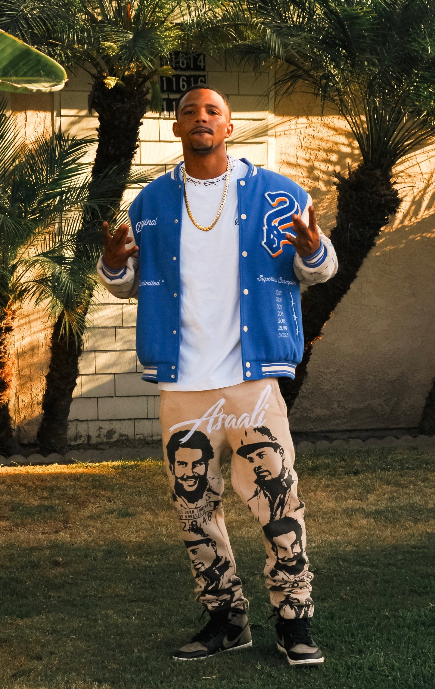 LA Super Bowl Varsity Jacket (Blue/Cream)