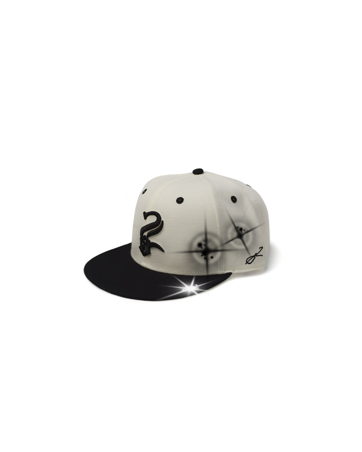 Airbrushed Fitted Hat (Cream/Black)