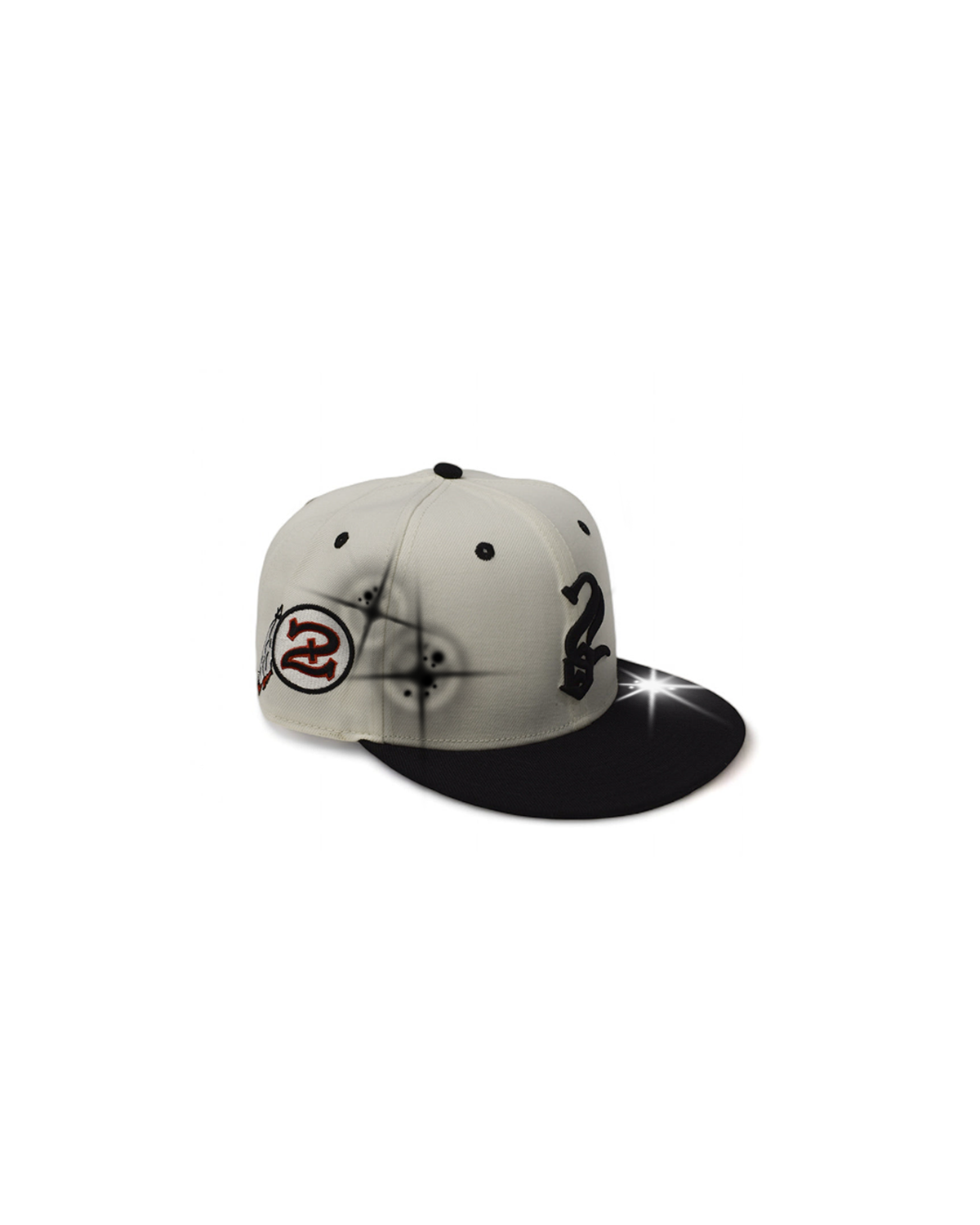 Airbrushed Fitted Hat (Cream/Black)